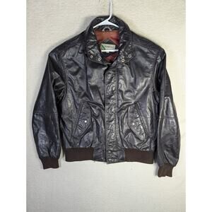 Vintage Members Only Leather Jacket Mens 42 Medium Biker Moto Brown READ